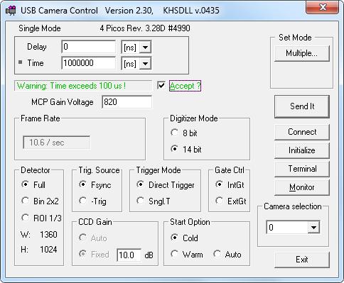 ICCD camera control interface